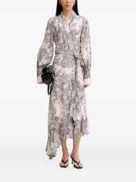 Blugirl lace-print ruffled asymmetric dress - beige