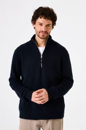 Garcia trui met wol rib gebreid donkerblauw