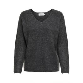 Only onlcamilla v-neck l/s pullover knt 15204588 dark grey melange