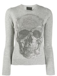 Philipp plein trui met doodskop - grijs