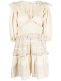 Sea jurk met pofmouwen - beige