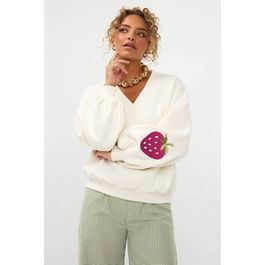 Ydence dames truien & vesten sweater strawberry - gebroken wit - maat xxl